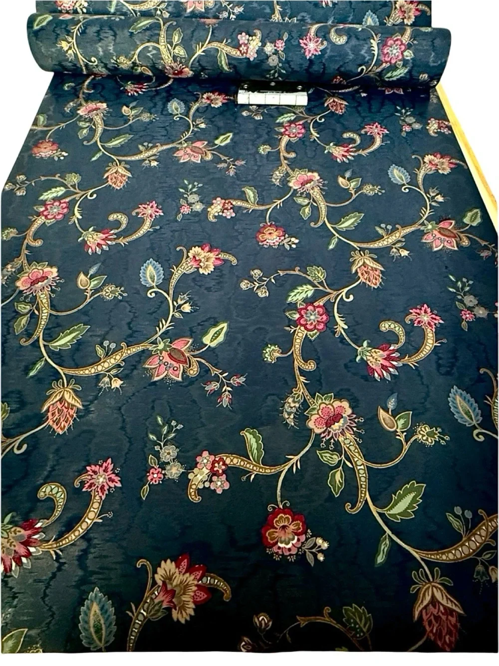Vintage Floral WallPaper Navy Blue Textured MCM Style Moody Dramatic Flower (2)
